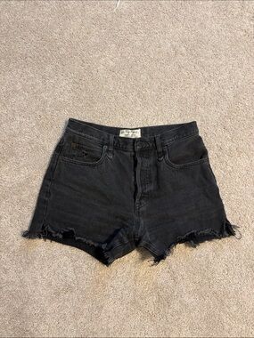 We The Free Black Frayed High-Rise Jean Shorts